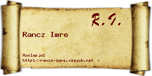 Rancz Imre névjegykártya